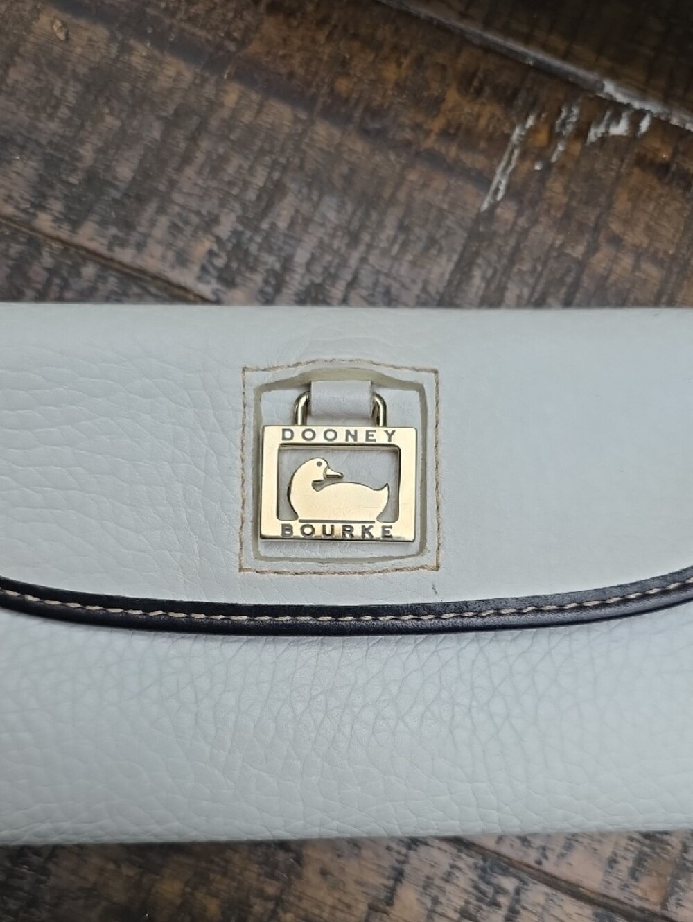 Dooney & Bourke White Pebbled Leather Wallet with Black Trim - Picture 3 of 8